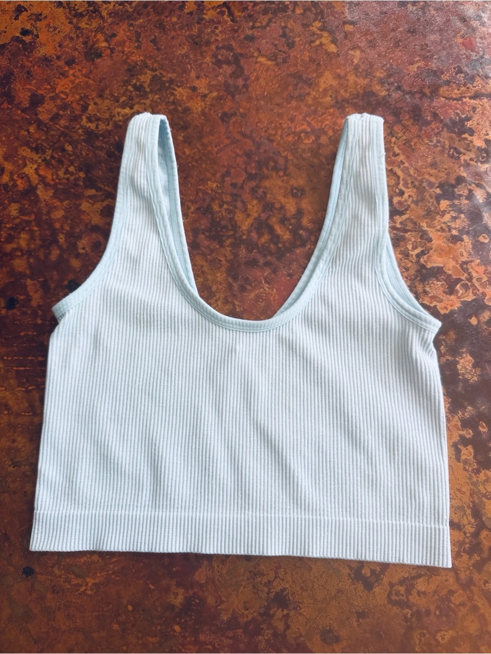 Colsie Light Sky Blue Reversible Ribbed Scoop Crop Tank Bralette-Small